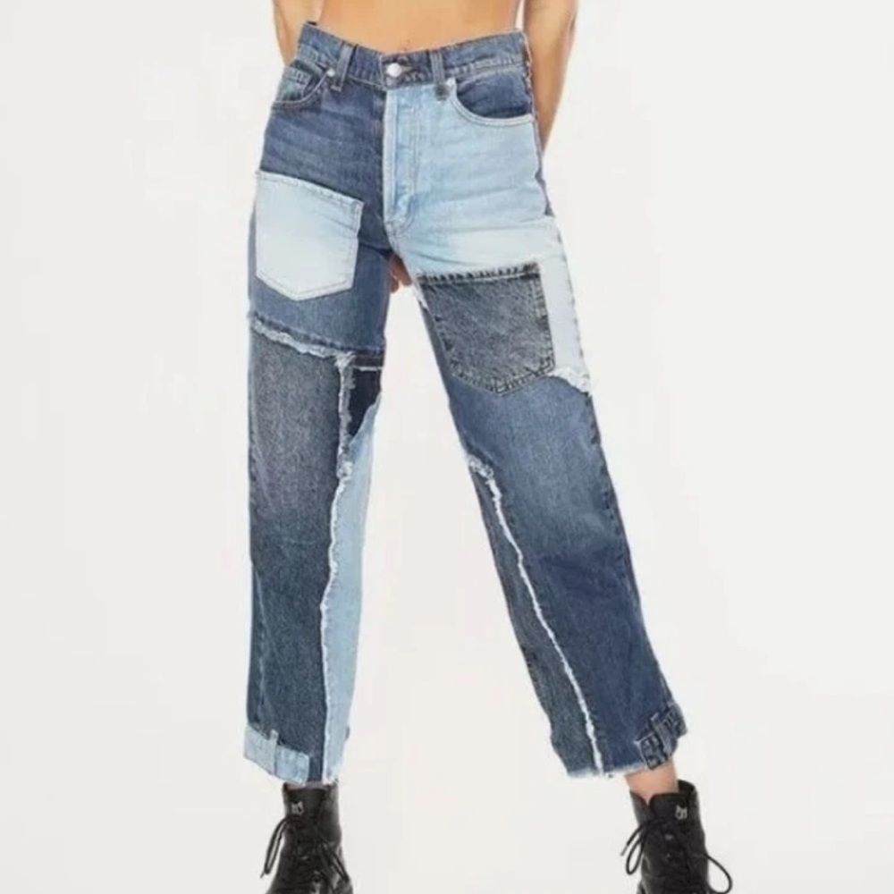 REVICE Denim Women's Straight Leg Patchwork Jeans Size 24 - Picture 10 of 10